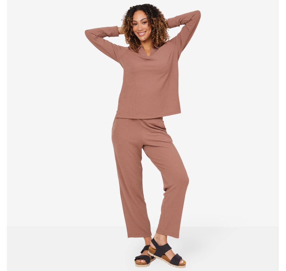Image 206355_MOC.jpg, Product 206-355 / Price $49.88, Cuddl Duds Petite Soft Rib Polo Lounge Pant Set from Cuddl Duds on TSC.ca's Fashion department