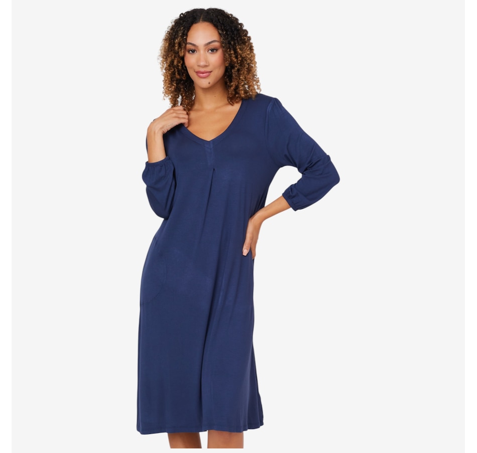 Image 206359_DSBLU.jpg, Product 206-359 / Price $29.88, Cuddl Duds Soft Stretch Lounge Dress from Cuddl Duds on TSC.ca's Fashion department
