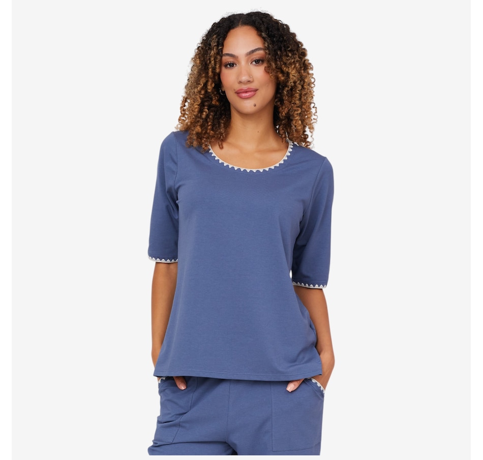 Image 206360_VTIND.jpg, Product 206-360 / Price $19.88, Cuddl Duds Cottonwear+ Crochet Trim Tee from Cuddl Duds on TSC.ca's Fashion department