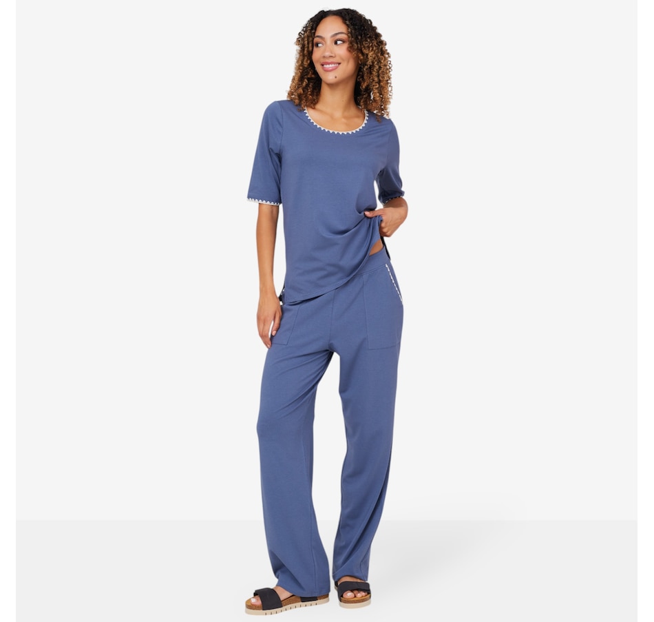 Image 206361_ALTMORE1.jpg, Product 206-361 / Price $24.88, Cuddl Duds Cottonwear+ Crochet Trim Straight Leg Pant from Cuddl Duds on TSC.ca's Fashion department