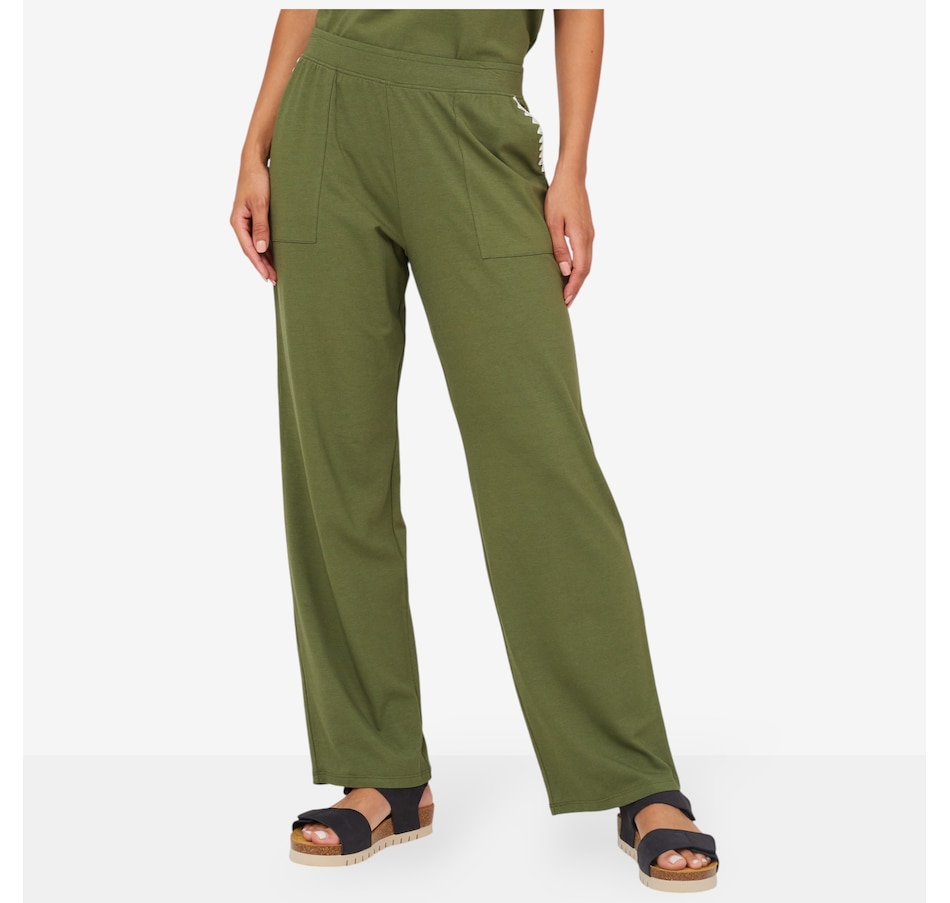 Image 206361_BROGN.jpg, Product 206-361 / Price $24.88, Cuddl Duds Cottonwear+ Crochet Trim Straight Leg Pant from Cuddl Duds on TSC.ca's Fashion department