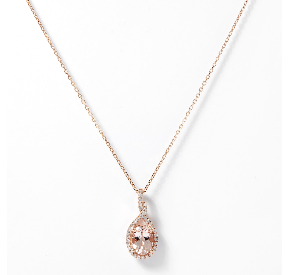 Image 206414.jpg , Product 206-414 / Price $899.99 , Gem Creations 14K Rose Gold Oval Morganite & Diamond Pendant With 18" Chain from Gem Creations on TSC.ca's Jewellery department
