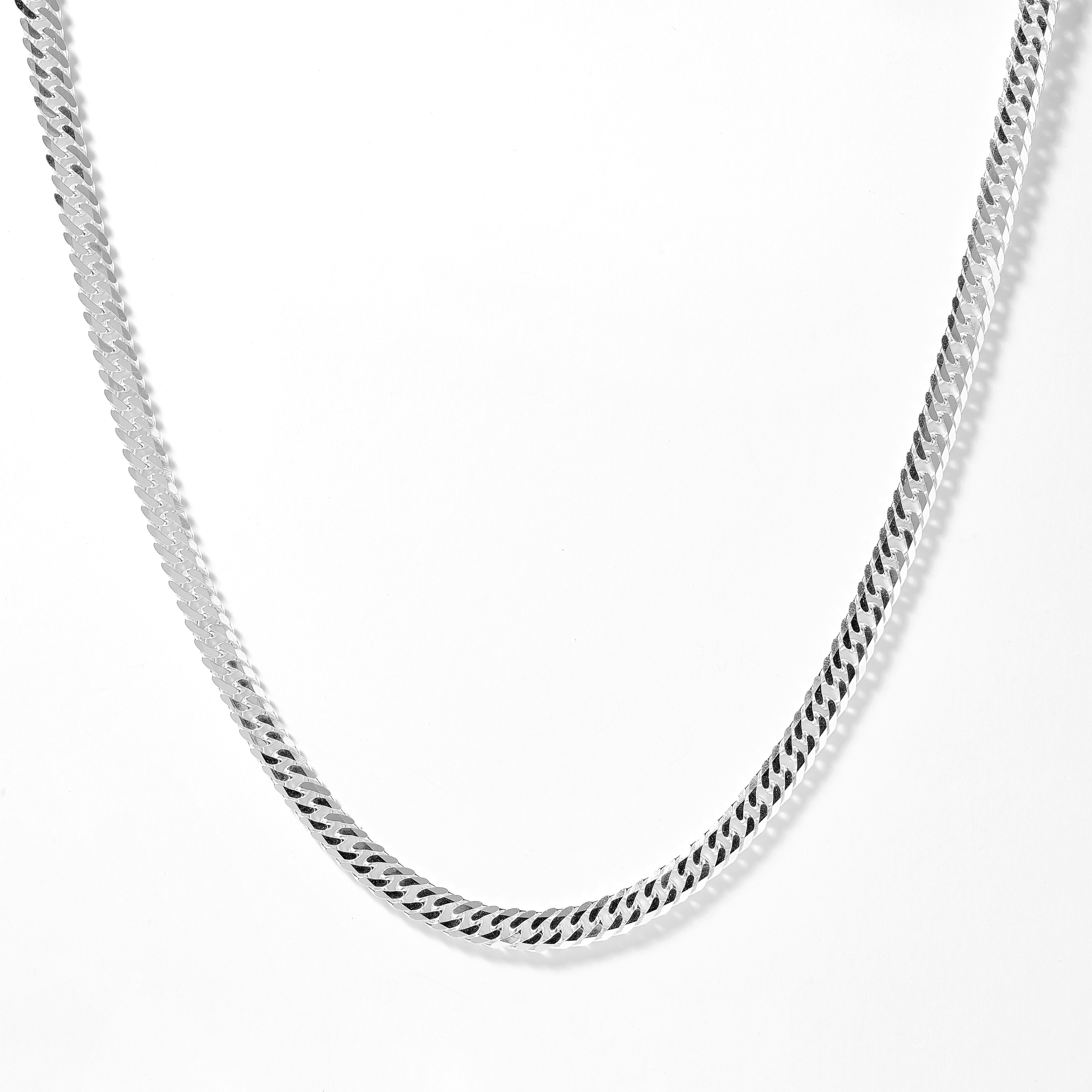 silver flat cuban link chain