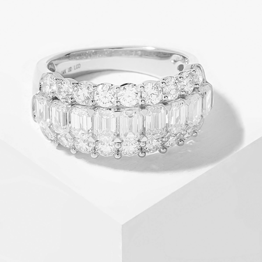 Image 206510_WGL.jpg, Product 206-510 / Price $3,299.99, EVERA Diamonds 14K Gold 3.01ctw Emerald Cut & Round Diamond Ring from Evera Diamonds on TSC.ca's Jewellery department