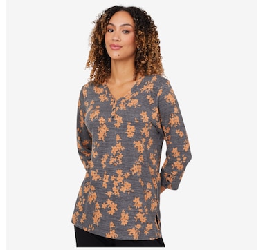 Cuddl Duds Slub Knit Henley Tee