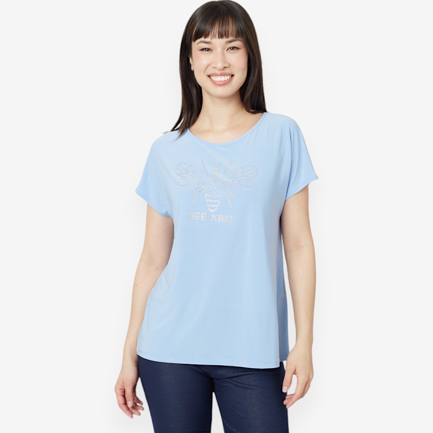 Tシャツ・カットソー LUV IS TRUE MARIE BOUCLE KNITSKY BLUE Kim & Co. Bee Kind Deluxe Brazil Knit Short Sleeve Top - TSC.ca