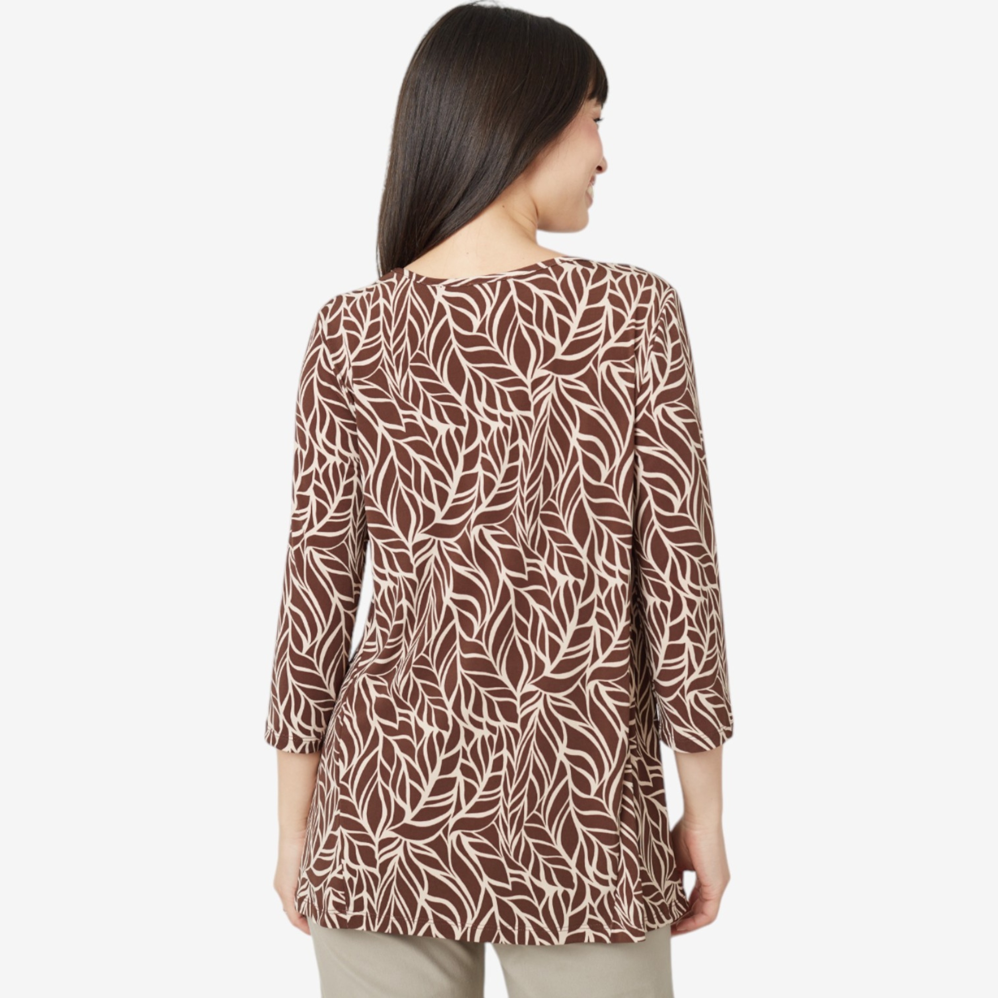 Kim & Co. Printed Brazil Knit 3/4 Sleeve Tunic - TSC.ca