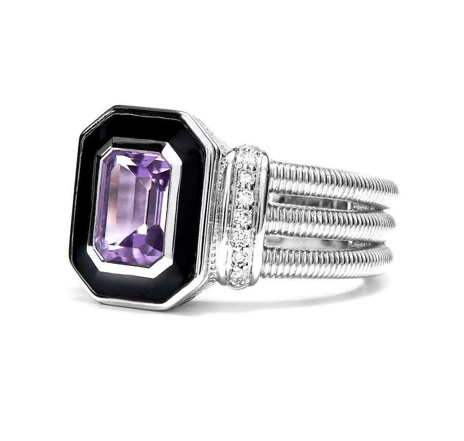 Image 206612_ALTMORE1.jpg, Product 206-612 / Price $829.99, Judith Ripka Sterling Silver Diamond, Amethyst & Enamel Ring from Judith Ripka on TSC.ca's Jewellery department