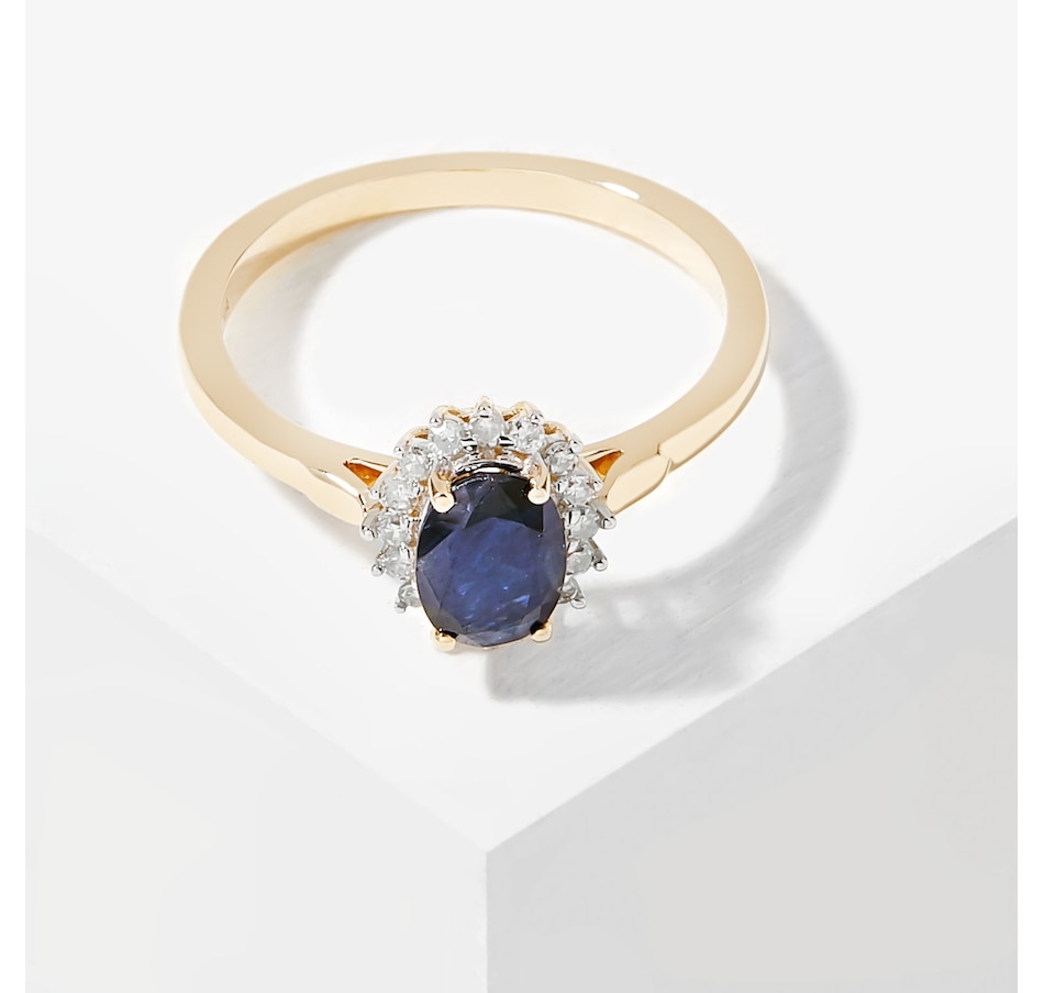 Image 206621_YGL.jpg, Product 206-621 / Price $999.99, 14K Gold 7x5mm Oval Blue Sapphire & Diamond Ring from The Vault on TSC.ca's Jewellery department