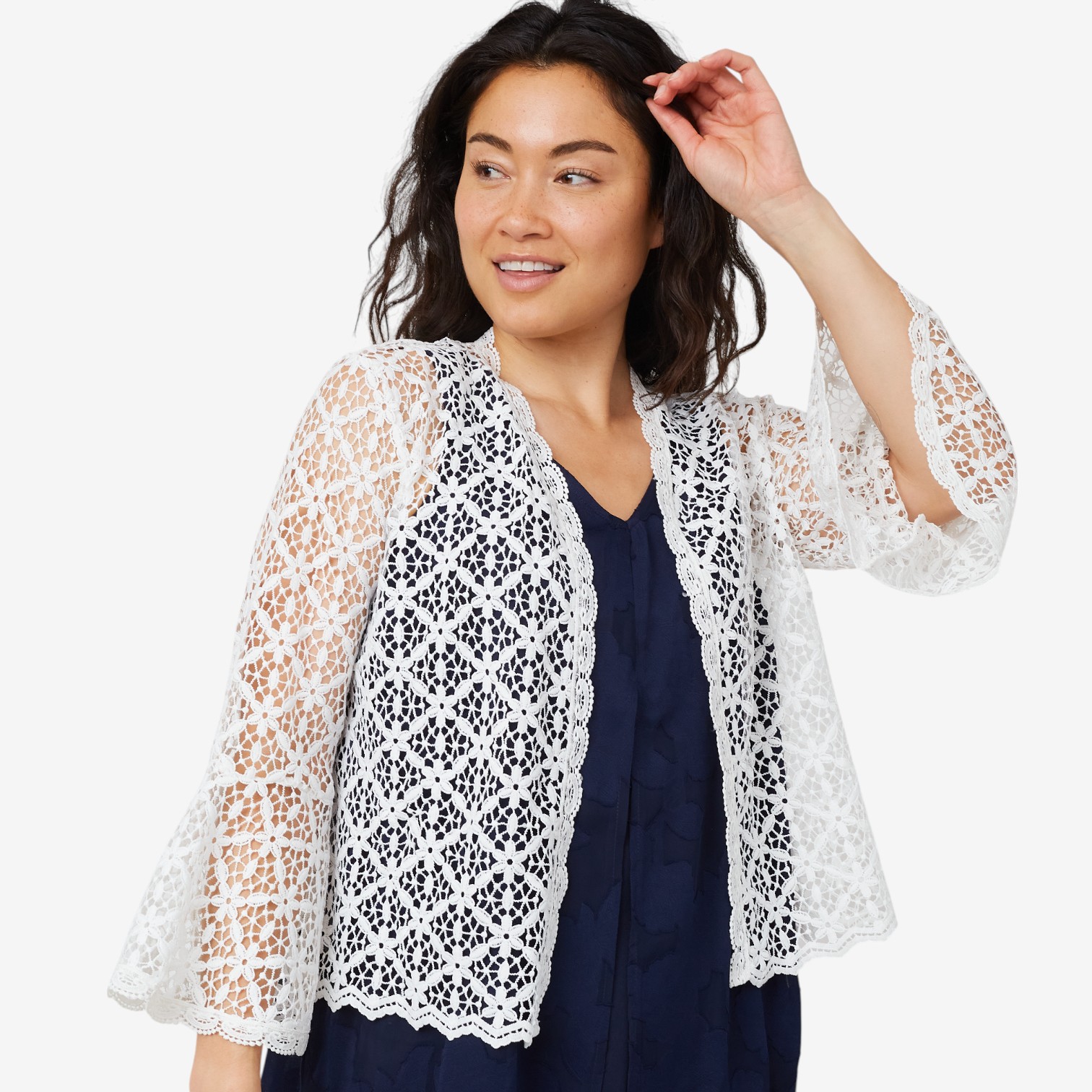 Nina Leonard Floral Crochet Cardigan - TSC.ca
