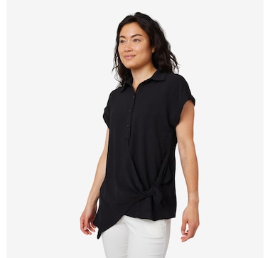 Nina Leonard Short Sleeve Collared Button Front Shirt