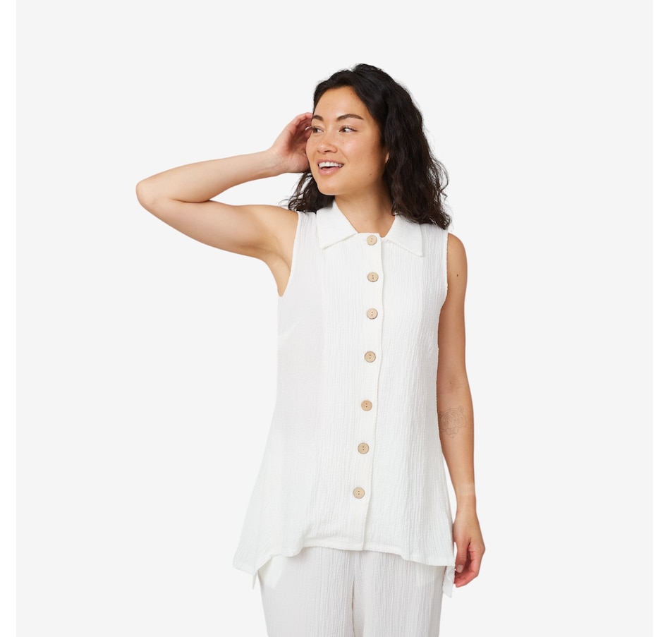 Image 206745_WHT.jpg, Product 206-745 / Price $19.33, Nina Leonard Sleeveless Pebble Tunic Top from Nina Leonard on TSC.ca's Fashion department