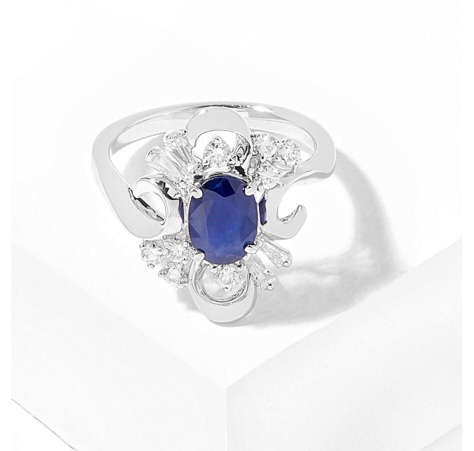 Image 206774.jpg, Product 206-774 / Price $3,149.99, 14K White Gold Oval Sapphire & Diamond Fancy Ring from The Vault on TSC.ca's Jewellery department