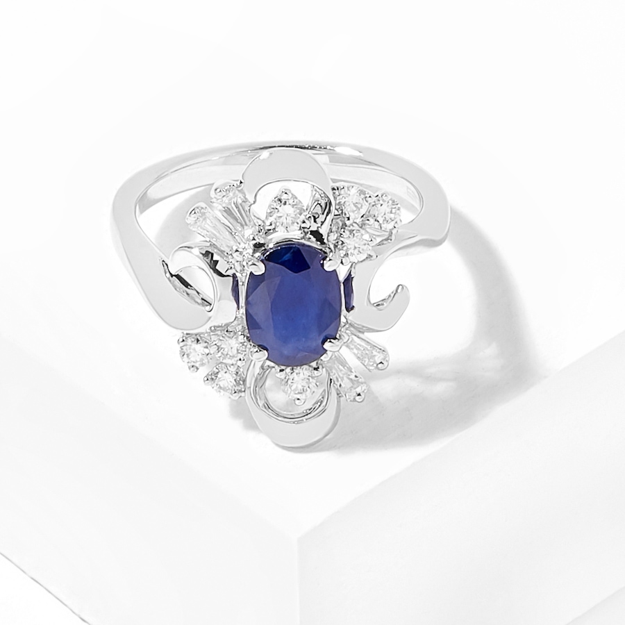 Image 206774.jpg, Product 206-774 / Price $3,149.99, 14K White Gold Oval Sapphire & Diamond Fancy Ring from The Vault on TSC.ca's Jewellery department