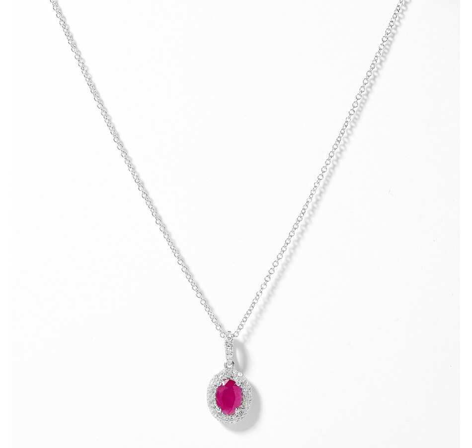 Image 206780.jpg , Product 206-780 / Price $1,349.99 , 14K White Gold Ruby & Diamond Drop Pendant with Chain from The Vault on TSC.ca's Jewellery department