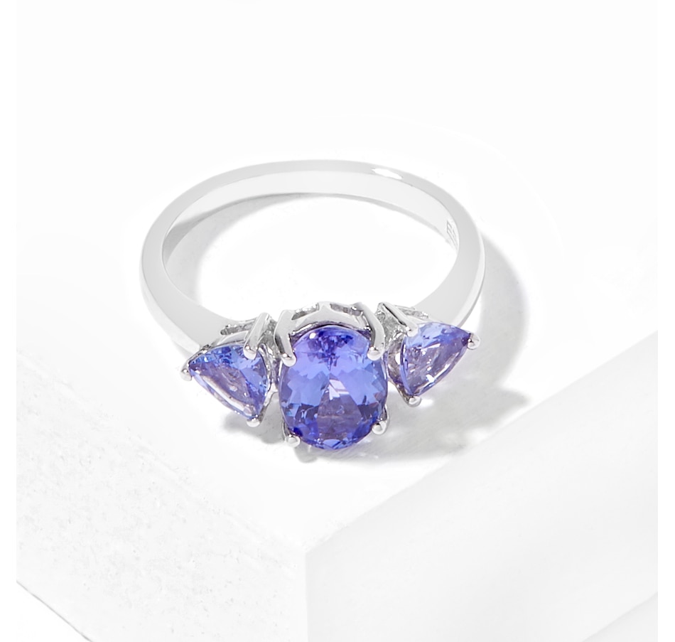 Jewellery - Rings - Sterling Silver Round & Trillion Shape Tanzanite ...