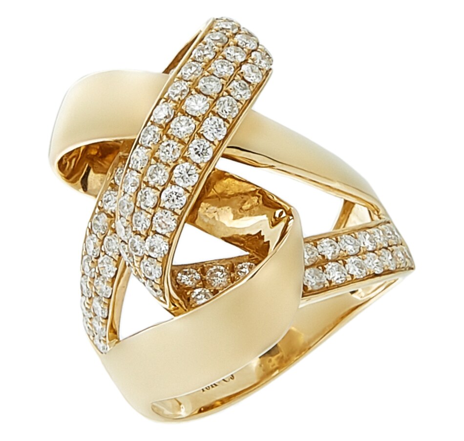 Image 206911.jpg, Product 206-911 / Price $4,409.99, 18K Yellow Gold 1.23ctw Pave Round Diamond Crossover Ring from The Vault on TSC.ca's Jewellery department