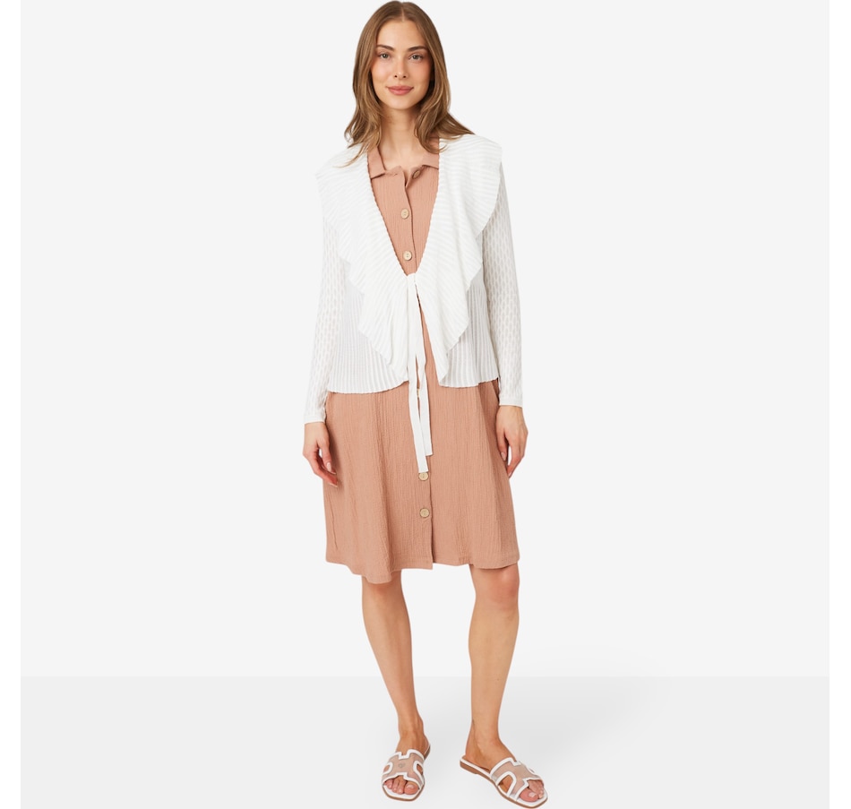 Image 207009_IVR.jpg, Product 207-009 / Price $19.33, Nina Leonard Ruffle Front Knit Cardigan from Nina Leonard on TSC.ca's Fashion department