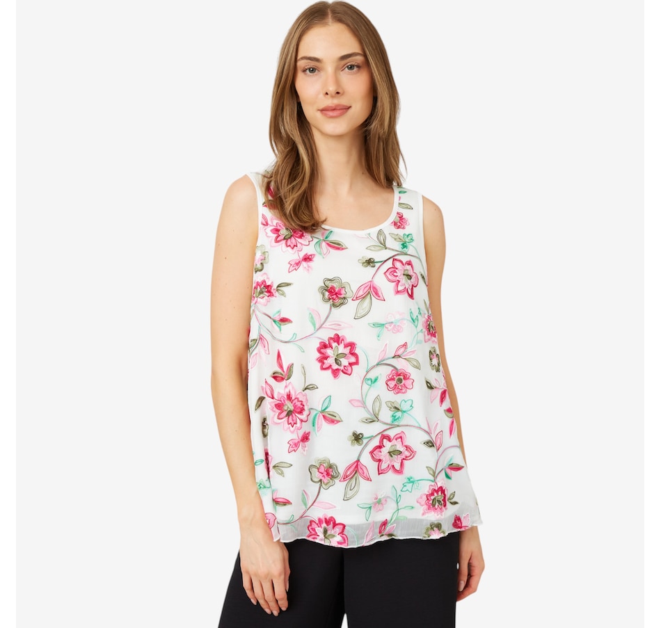 Image 207010_FSM.jpg, Product 207-010 / Price $17.33, Nina Leonard Novelty Embroidery Sleeveless Top from Nina Leonard on TSC.ca's Fashion department