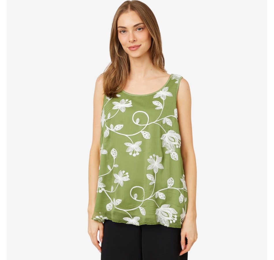 Image 207010_OVIIY.jpg, Product 207-010 / Price $17.33, Nina Leonard Novelty Embroidery Sleeveless Top from Nina Leonard on TSC.ca's Fashion department