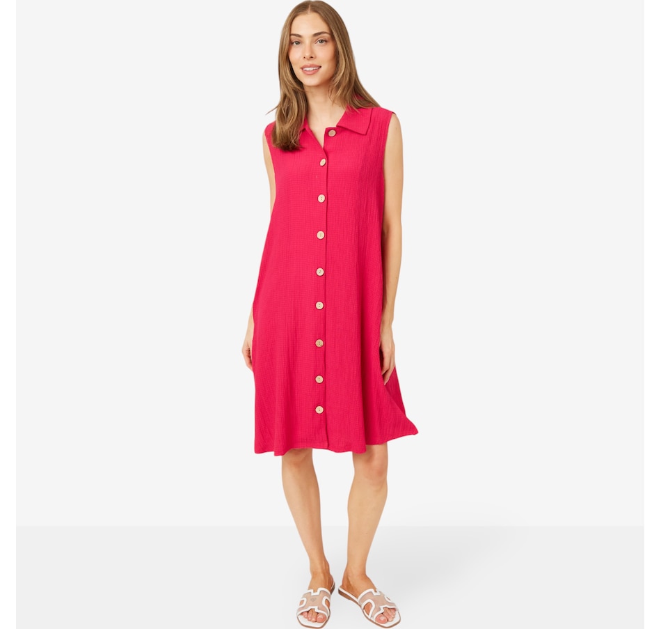 Image 207011_FUS.jpg, Product 207-011 / Price $29.33, Nina Leonard Sleeveless Collared Button Front Float Dress from Nina Leonard on TSC.ca's Fashion department