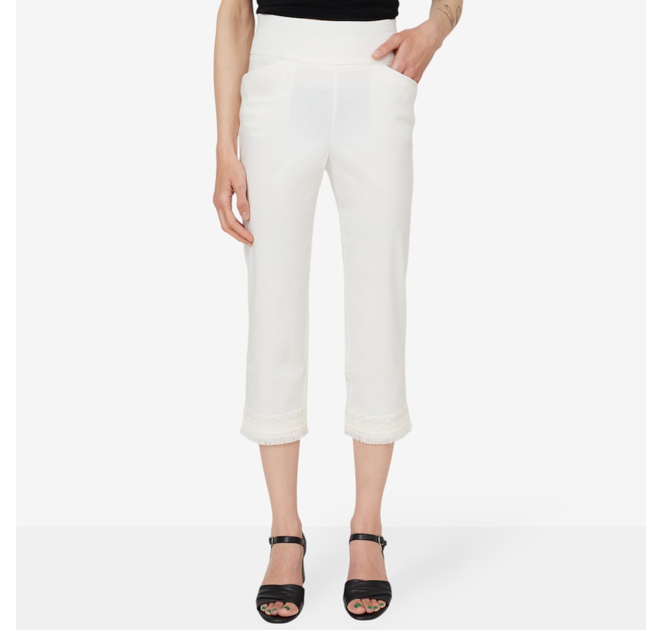Image 207013_IVR.jpg, Product 207-013 / Price $19.33, Nina Leonard Millennium Cropped Pant with Fringe Hem from Nina Leonard on TSC.ca's Fashion department