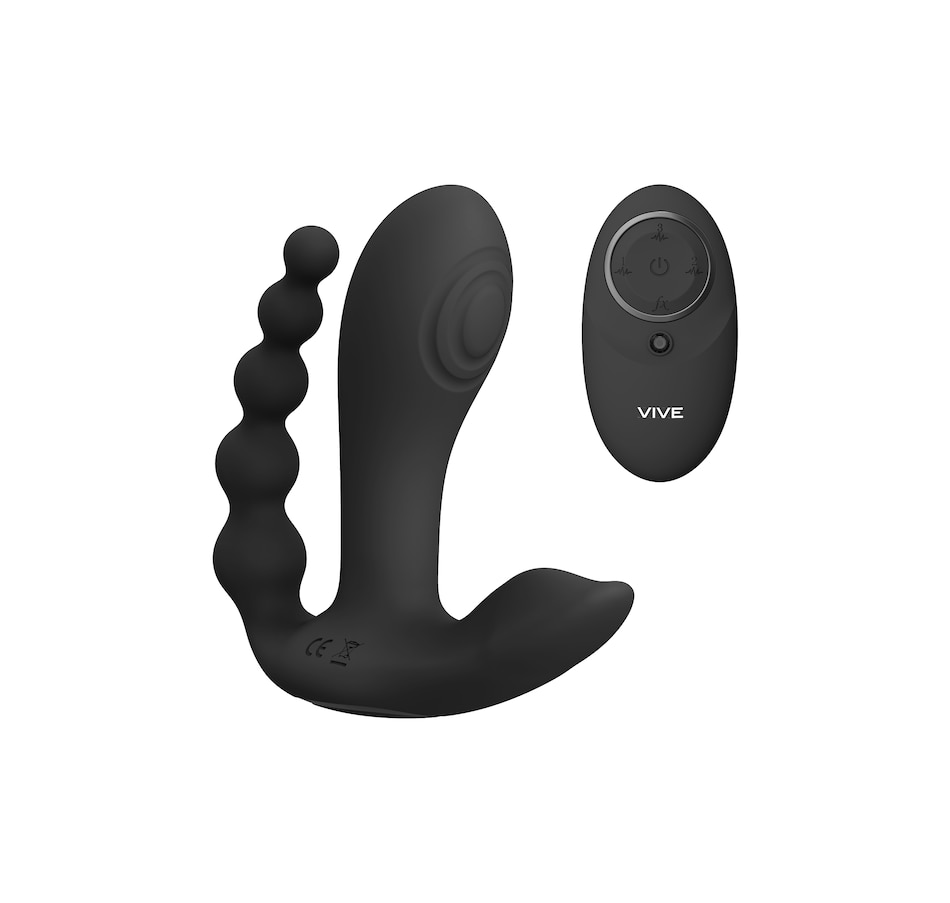 Image 207384_BLK.jpg, Product 207-384 / Price $153.99, Vive Kata Triple Action Rechargeable Remote Control Plus Wave & Vibrating Double Penetration from VIVE on TSC.ca's Sexual Wellness department