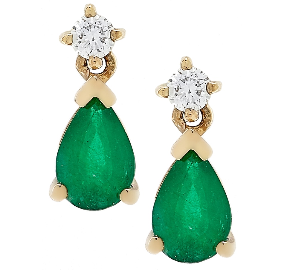 Image 207871.jpg, Product 207-871 / Price $439.33, Gem Creations 10K Yellow Gold 4x6mm Pear Emerald Earrings from Gem Creations on TSC.ca's Jewellery department