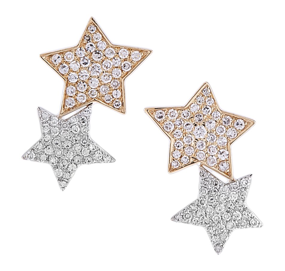 Image 207888.jpg , Product 207-888 / Price $1,399.99 , 14K Two Tone Gold Diamond Star Earrings from The Vault on TSC.ca's Jewellery department