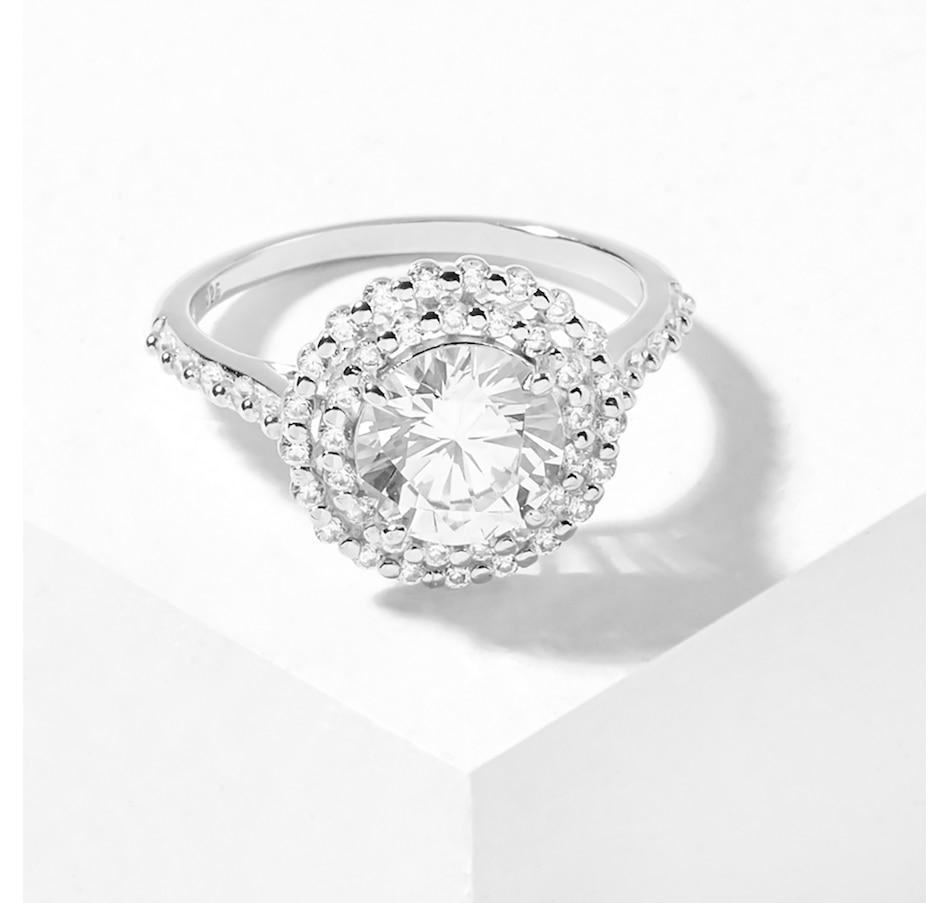 Image 208084_RHOP.jpg, Product 208-084 / Price $29.33, Diamonelle Sterling Silver 8mm Round Diamonelle Double Halo Ring from Diamonelle on TSC.ca's Jewellery department