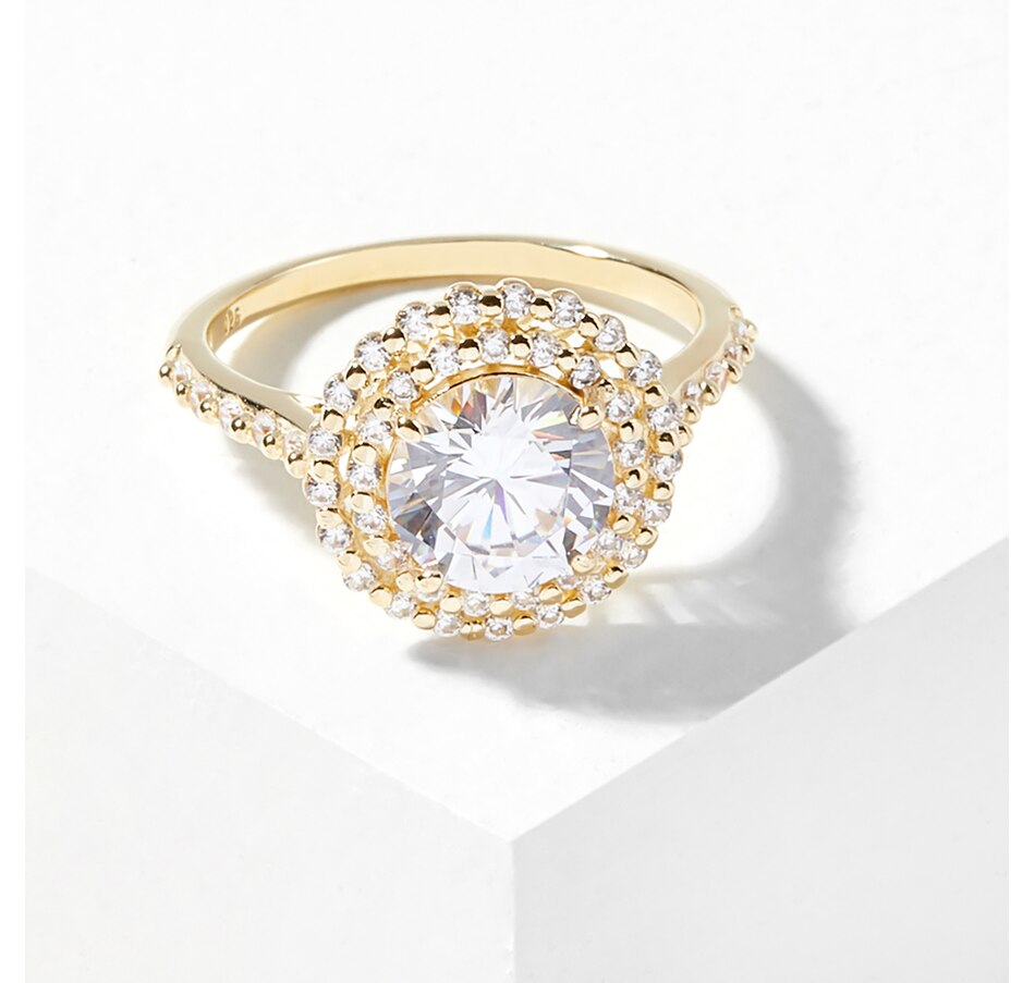 Image 208084_YGP.jpg, Product 208-084 / Price $29.33, Diamonelle Sterling Silver 8mm Round Diamonelle Double Halo Ring from Diamonelle on TSC.ca's Jewellery department