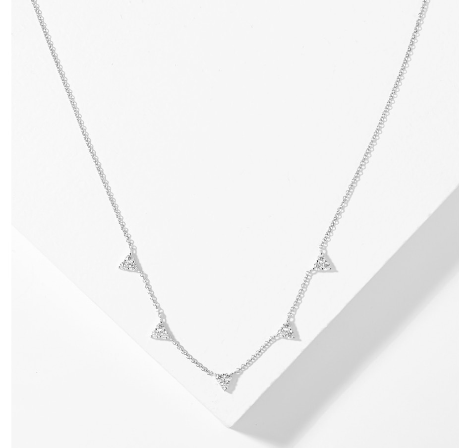 Image 208116_RHOP.jpg, Product 208-116 / Price $94.99, Diamonelle Sterling Silver Diamonelle 3 Stone Clover Station Necklace from Diamonelle on TSC.ca's Jewellery department