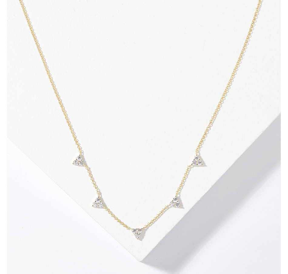 Image 208116_YGP.jpg, Product 208-116 / Price $94.99, Diamonelle Sterling Silver Diamonelle 3 Stone Clover Station Necklace from Diamonelle on TSC.ca's Jewellery department