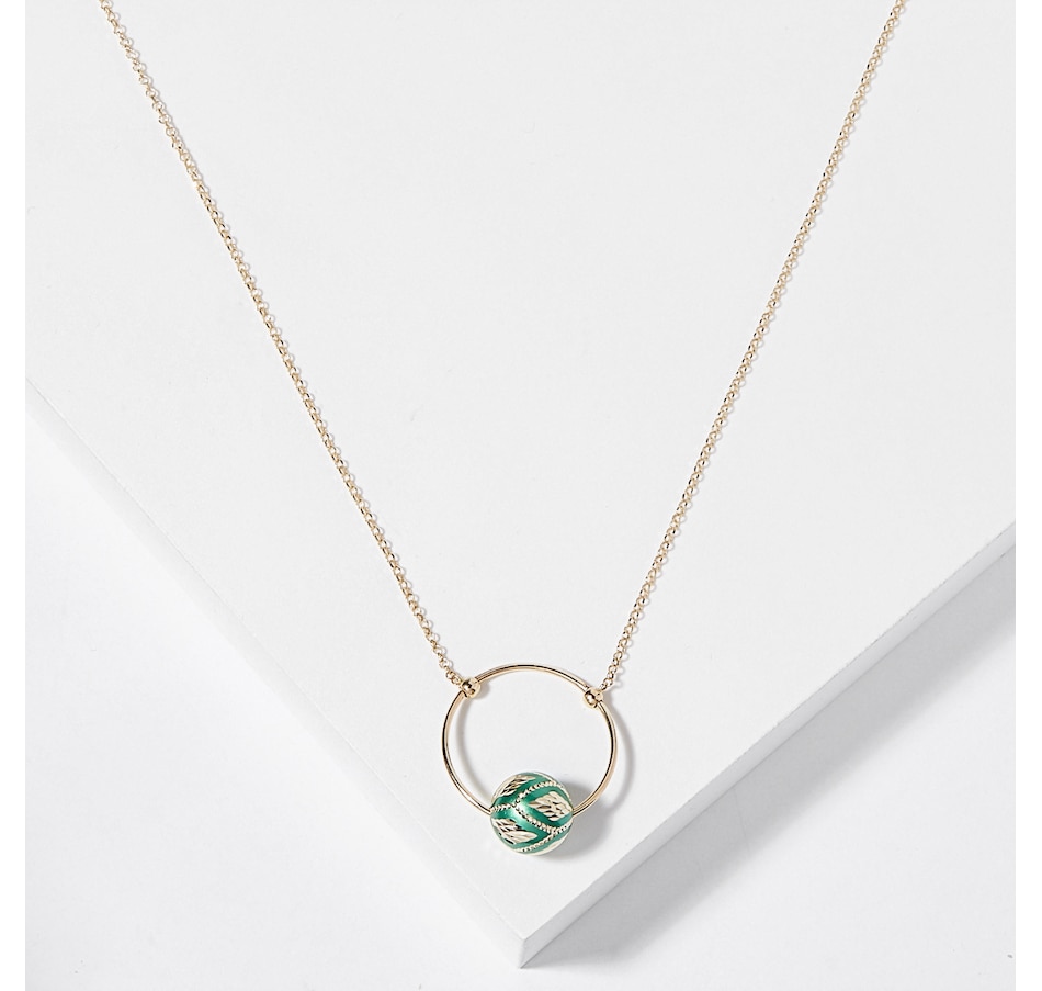 Image 208143.jpg, Product 208-143 / Price $399.88, Gioielli Toscani 14K Yellow Gold Shining Rolo Necklace with Green Snowflake from Best of Gems on TSC.ca's Jewellery department