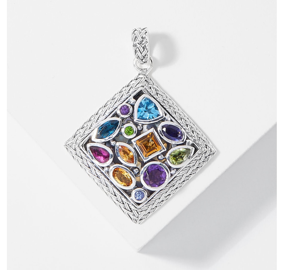 Image 208162.jpg, Product 208-162 / Price $179.88, Samuel B. Collection Sterling Silver Multi Gemstone Square Shape Pendant from Samuel B. Collection on TSC.ca's Jewellery department