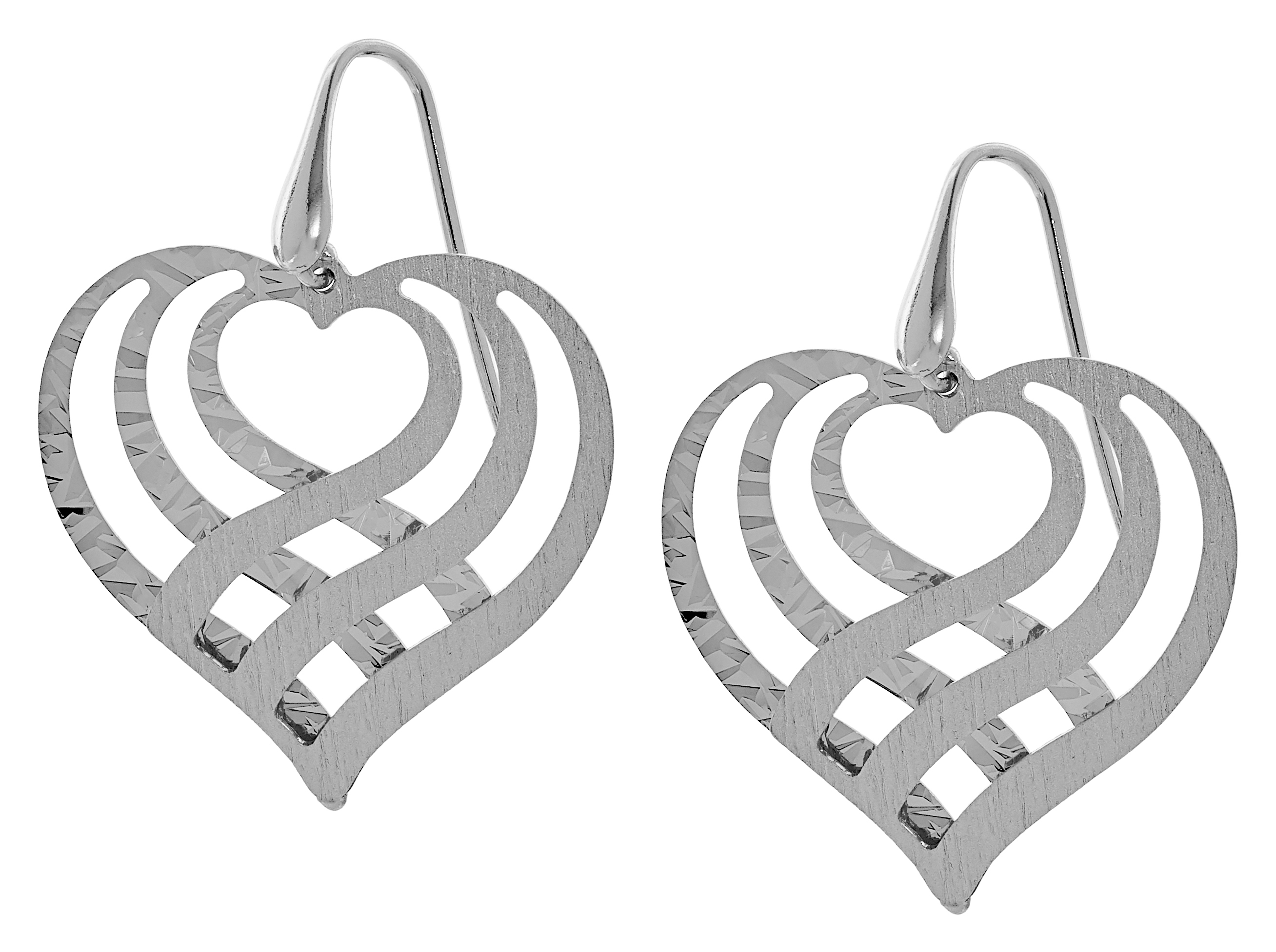 Silver Gallery Sterling Silver Diamond Cut Heart Earrings - TSC.ca