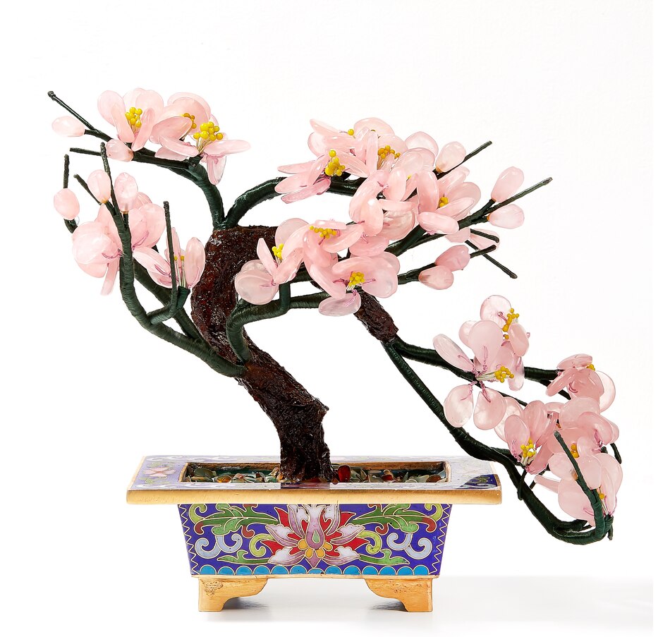 Image 208323.jpg, Product 208-323 / Price $131.00, Roz Kwan Jewellery 22CM Rose Quartz Plant in Cloisonne Pot from Roz Kwan Jewellery Collection on TSC.ca's Home & Garden department