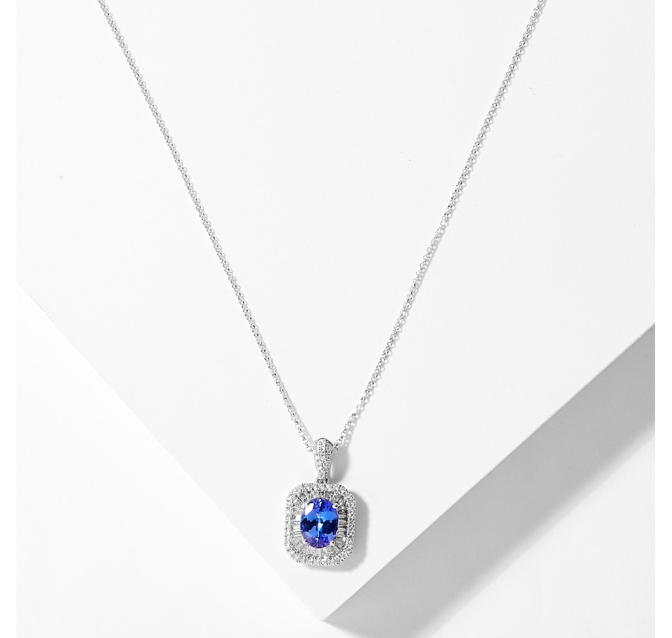 Image 208353.jpg , Product 208-353 / Price $2,899.99 , 14K White Gold Oval Tanzanite and Diamond Pendant Necklace from The Vault on TSC.ca's Jewellery department
