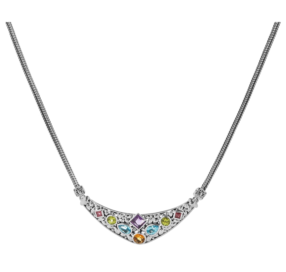 Image 208620.jpg, Product 208-620 / Price $279.88, Samuel B. Collection Sterling Silver Pebble Pattern Multi Gemstone Bib Necklace from Samuel B. Collection on TSC.ca's Jewellery department
