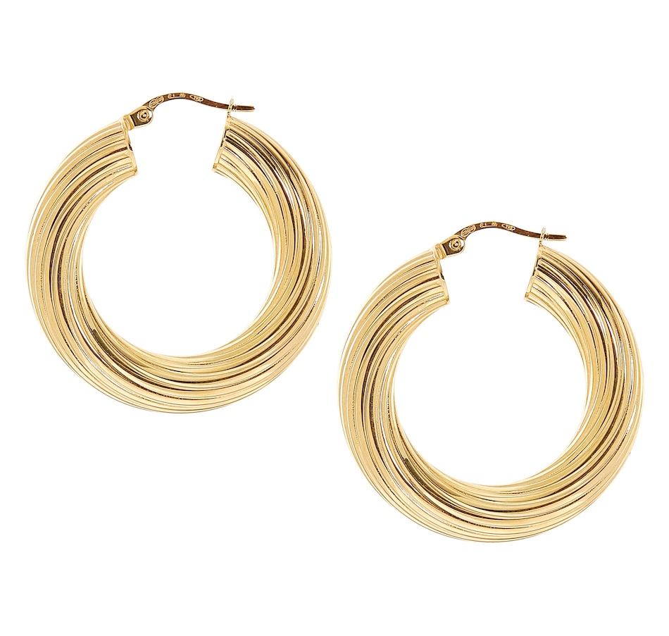 tsc.ca - UNOAERRE 18K Yellow Gold 20mm Tube Hoop Earrings