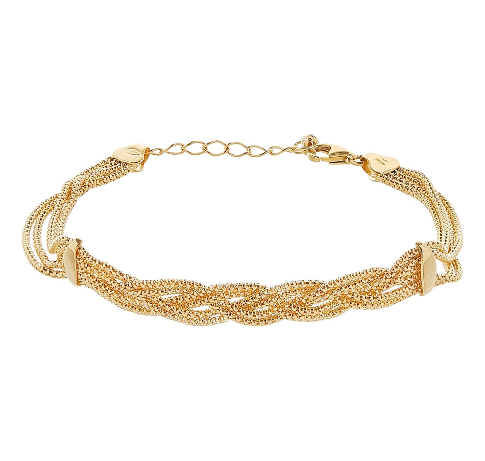 Jewellery Bracelets Link Bracelets UNOAERRE 18K Yellow Gold Woven Wheat & Curb Bracelet