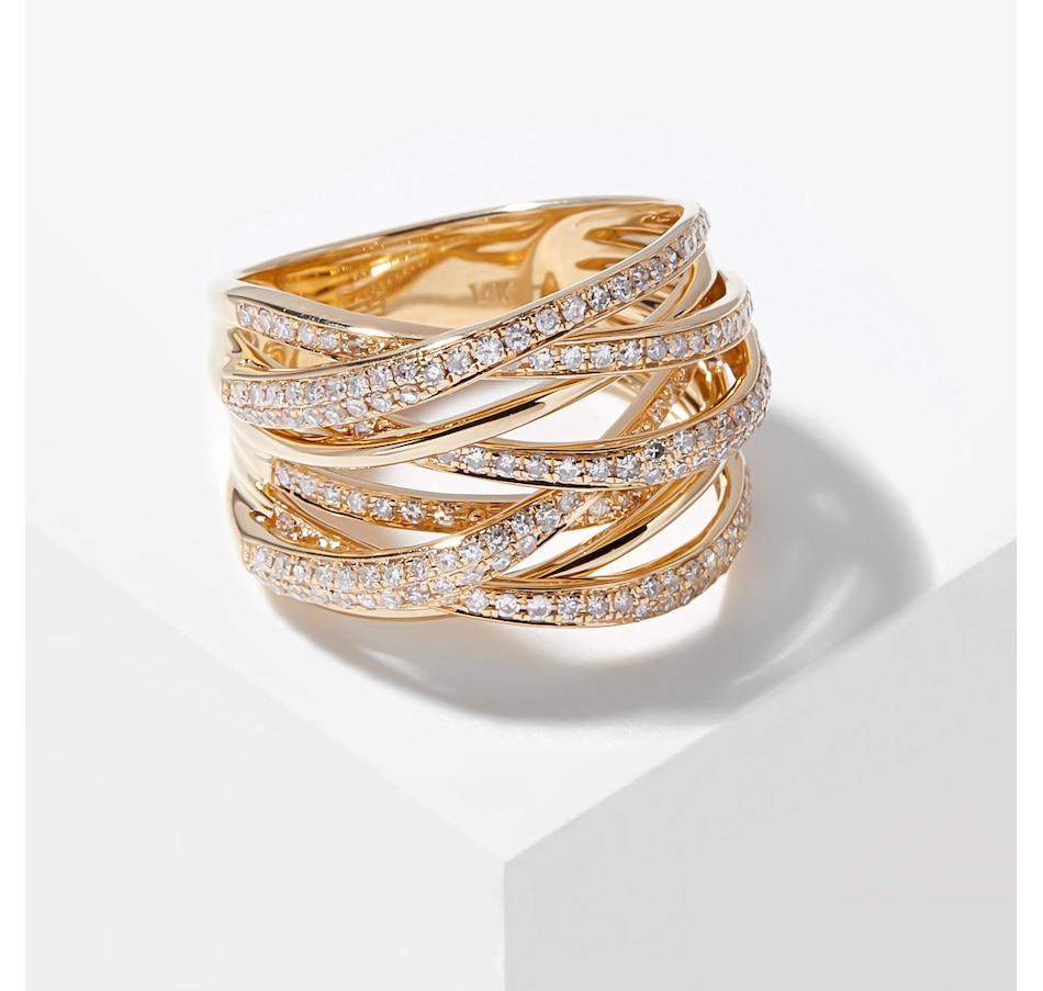 Jewellery - Rings - Crossover - 14K Yellow Gold 0.69 ctw Multi Layer ...