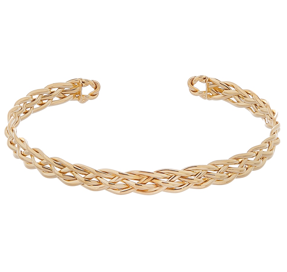 14k Yellow Gold High Polish Bead Cuff Bangle (3.00 mm) main image 1