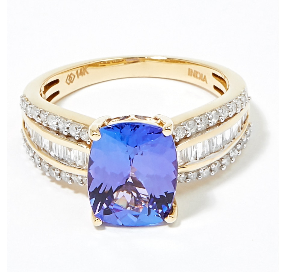 Image 209031.jpg, Product 209-031 / Price $2,399.88, Gem Creations 14K Yellow Gold 2.75ctw Cushion Tanzanite & Diamond Ring from Best of Gems on TSC.ca's Jewellery department