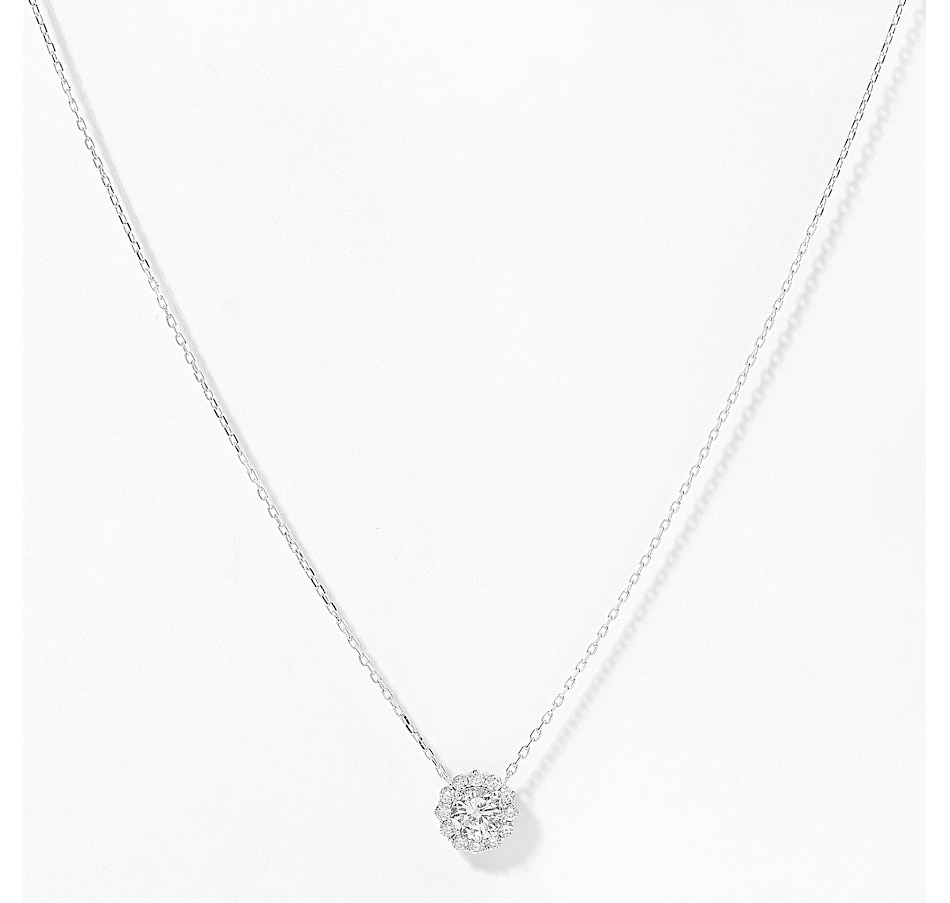 Image 209051.jpg, Product 209-051 / Price $1,699.99, 14K White Gold 1.00ctw Round Shape Halo Pendant with Chain from Diamond Show on TSC.ca's Jewellery department