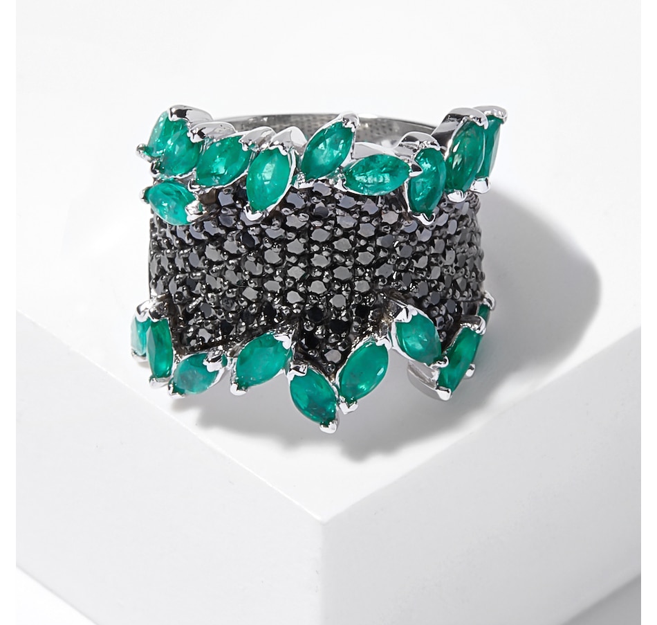 Image 209097.jpg, Product 209-097 / Price $3,799.99, EFFY Jewellery 14K White Gold Black Diamond And Natural Emerald Ring from Effy Jewellery on TSC.ca's Jewellery department