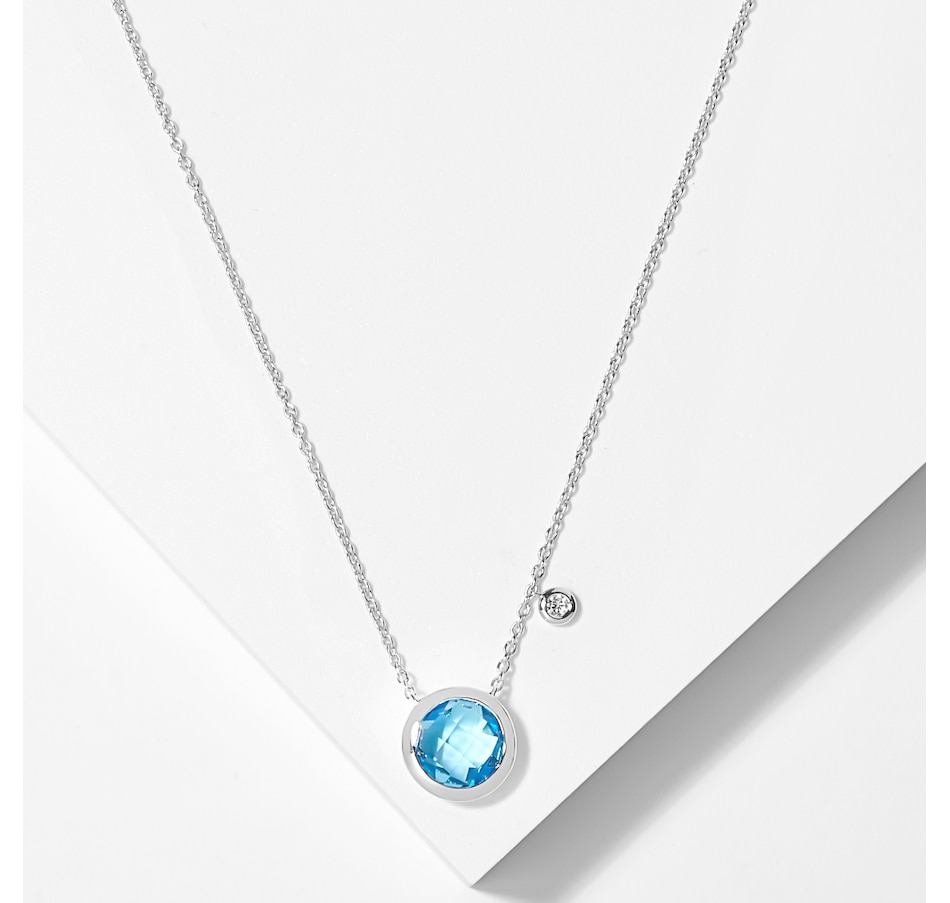 Image 209114.jpg , Product 209-114 / Price $729.99 , EFFY Jewellery 14K White Gold Diamond and Blue Topaz Necklace from Effy Jewellery on TSC.ca's Jewellery department