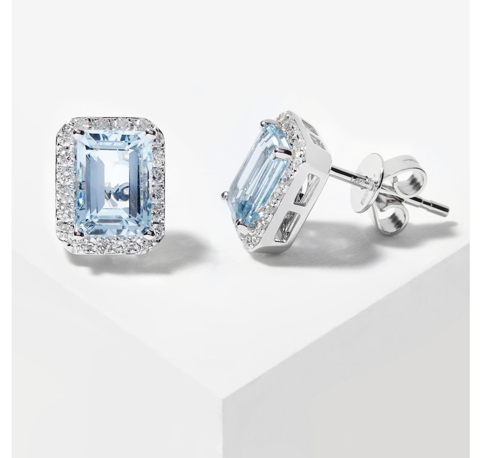 Image 209119.jpg, Product 209-119 / Price $1,499.99, EFFY Jewellery 14K White Gold Diamond and Aquamarine Earrings from Effy Jewellery on TSC.ca's Jewellery department
