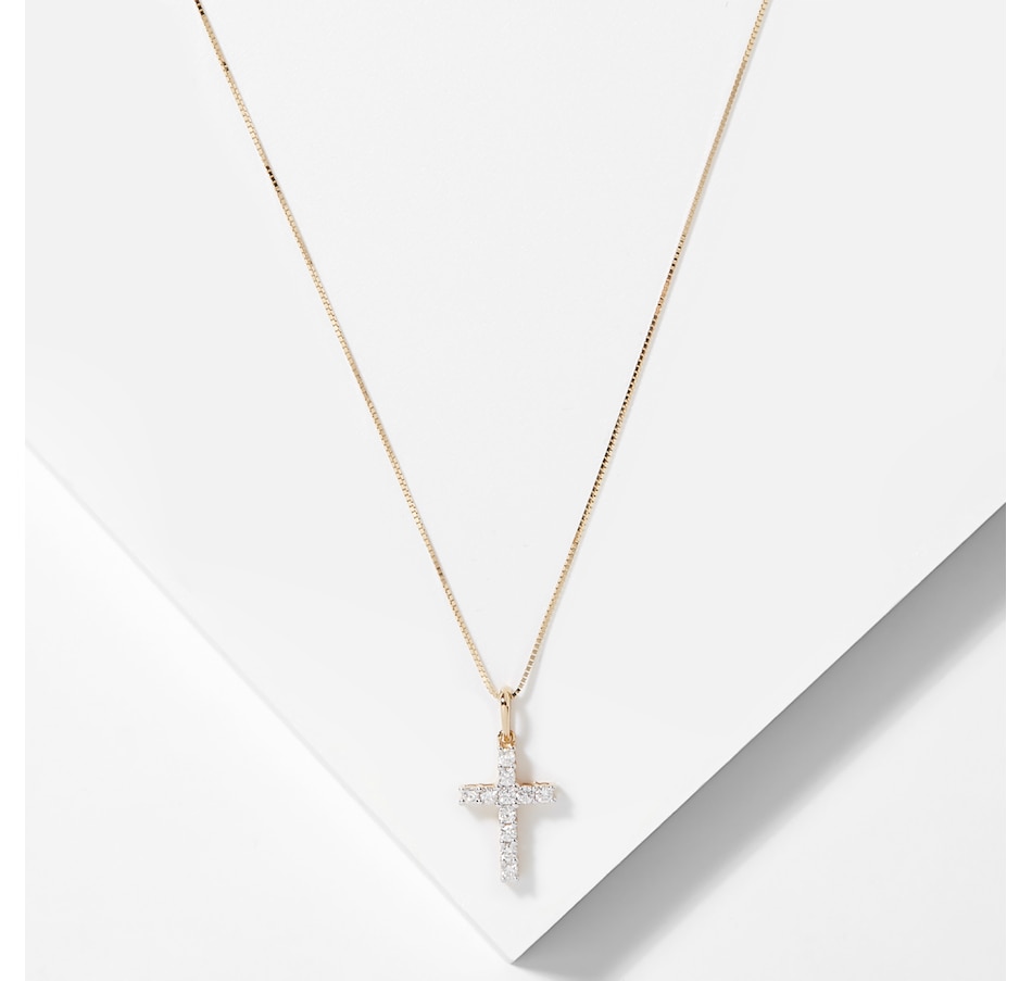 Image 209218_YGP25.jpg, Product 209-218 / Price $999.99 - $2,399.99, 18K Gold Diamond Cross Pendant with Chain from Best of Gems on TSC.ca's Jewellery department