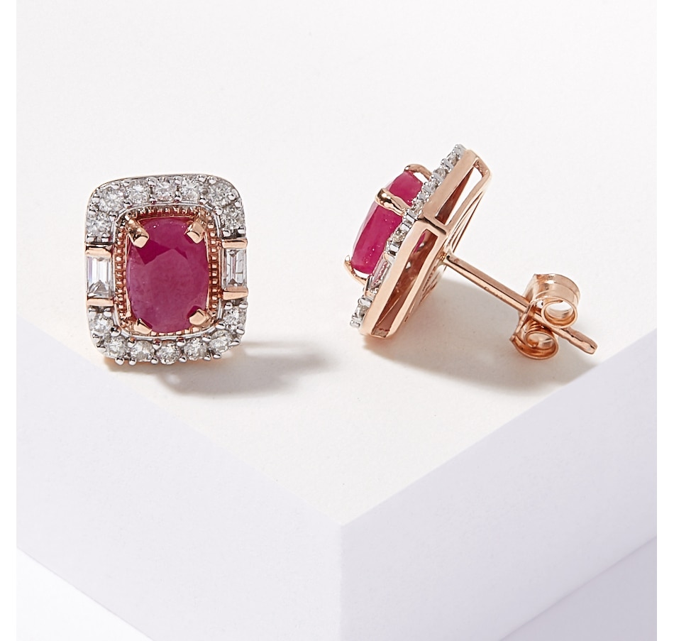 Image 209246_RGLRB.jpg, Product 209-246 / Price $1,349.99, Gem Creations 14K Gold Cushion Cut Gemstone & Diamond Earrings from Gem Creations on TSC.ca's Jewellery department